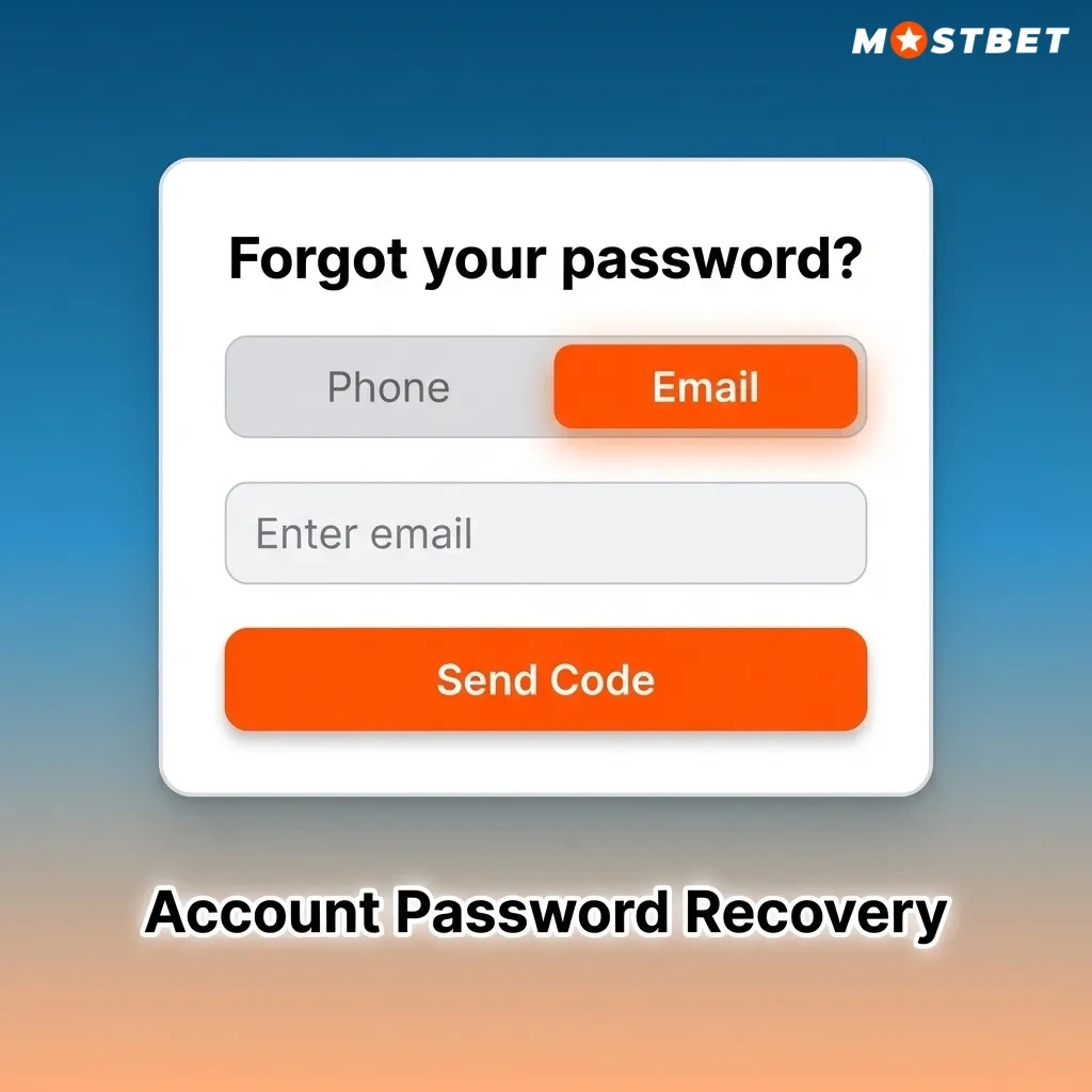 Illustration of a login screen highlighting the “Forgot password” option and email, phone, and social recovery methods