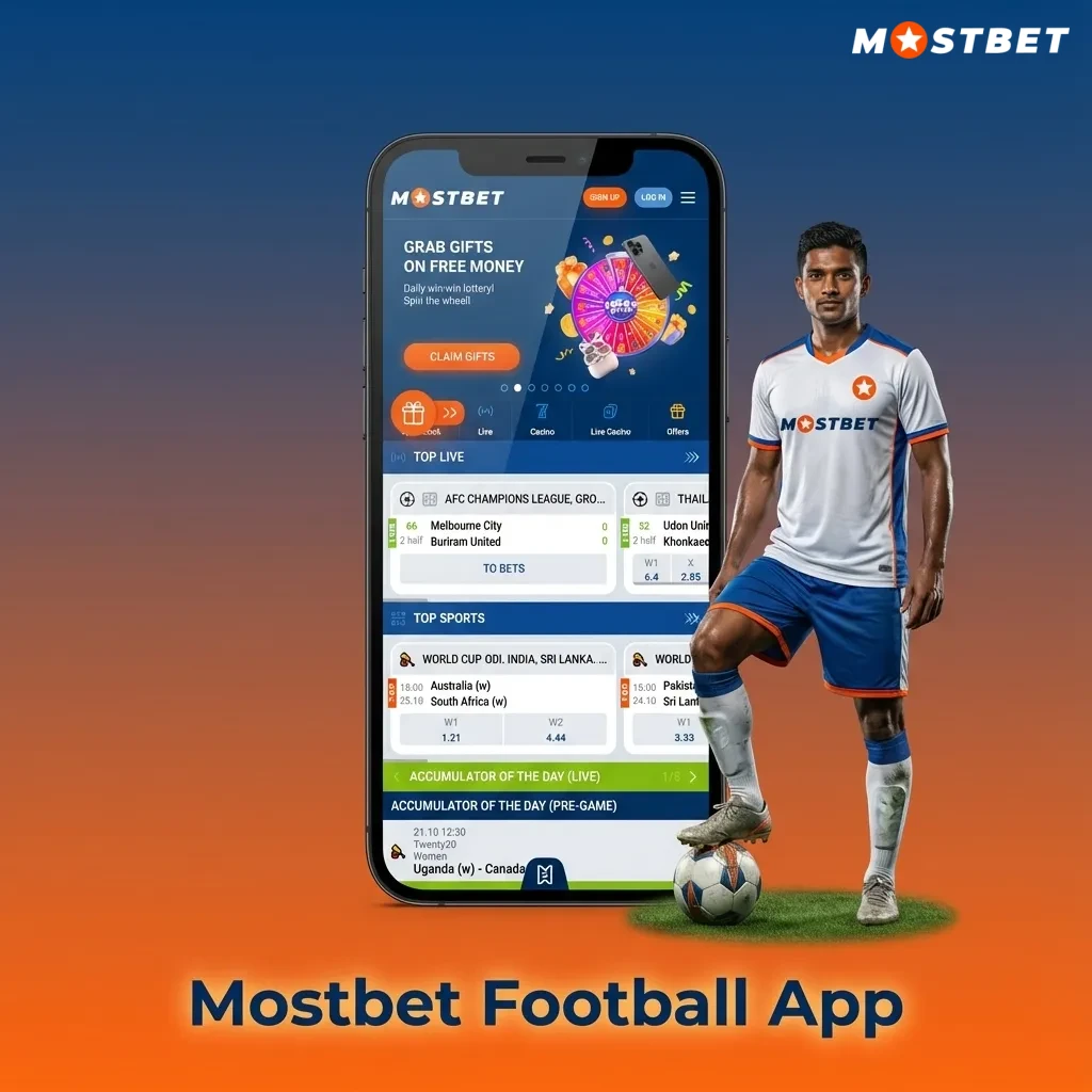 Mostbet football betting app screens on Android and iOS phones showing live odds, stats, and bet slip options