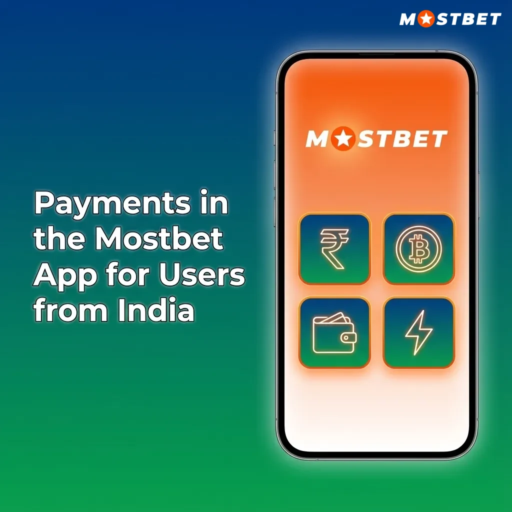 Mostbet India app screen showing INR balance and icons for UPI, PhonePe, Google Pay, PayTM, Visa and MasterCard payments