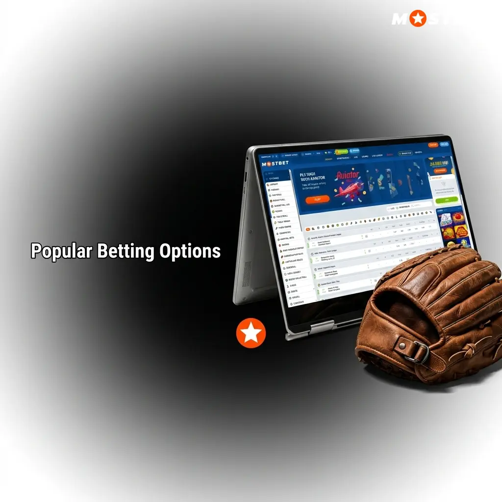 Mostbet popular betting options including live, accumulator, system, and outright bets for cricket and football